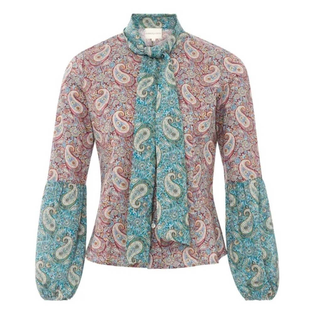 Maria de la Orden New Fairy Liberty Blouse in Turquoise Paisley